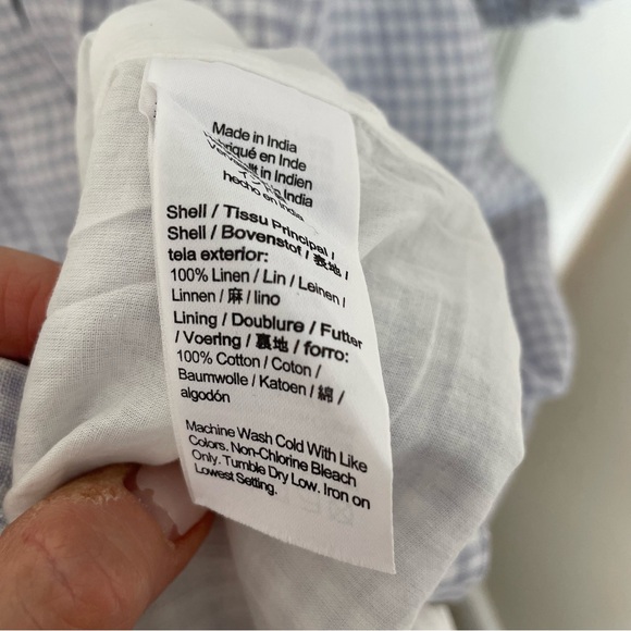 NEW WITH TAGS J. Crew Gray White Check Linen V Back Havana Mariska Dress Size 14 - Picture 8 of 8